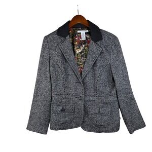 CABI WOOL Gray/ BLACK Tweed Jacket FREE SHIPPING!!